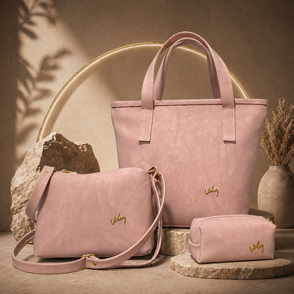 TRÍO DE BOLSOS VÉLEZ CUERO LEGÍTIMO - 60% DE DESCUENTO